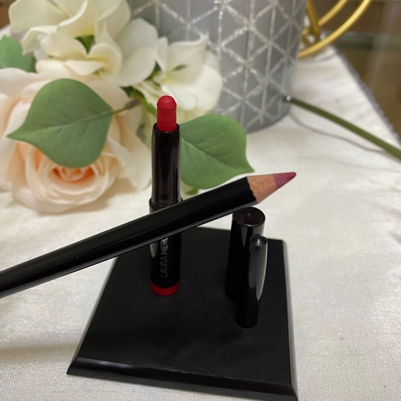 MAC LIP PENCIL CHERRY FULL SIZE & LAURA MERCIER MINI MATTE LIPSTICK DOMINATE - Picture 3 of 5